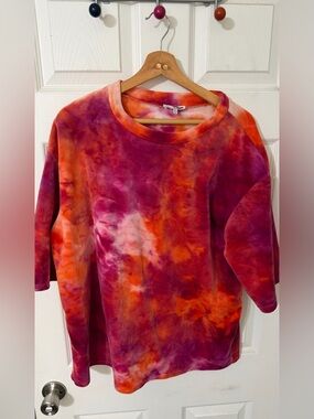 Fashion Nova Tie-Dye Sweatshirt in Magenta, Orange & White